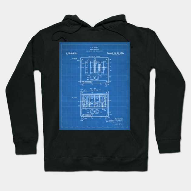 Toaster Patent - Baker Chef Kitchen Diner Decor Art - Blueprint Hoodie by patentpress